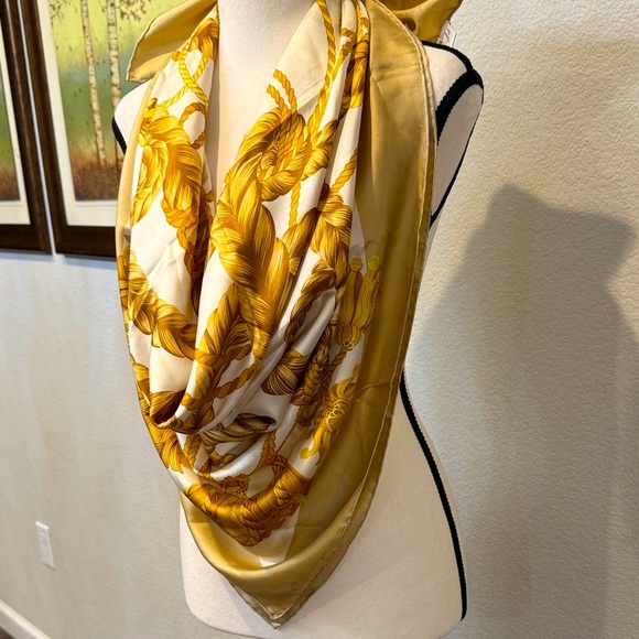 Authentic Dior Gold and Cream Silk Oversize Scarf - Picture 2 of 11